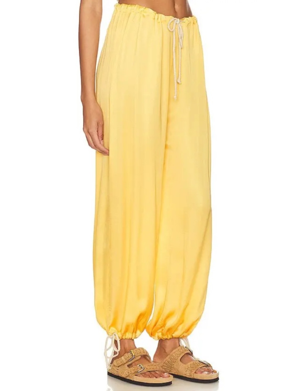 DONNI. Sunny Yellow Cinch Drawstring Jogger Pants NWT - Size L / XL - Picture 3 of 9